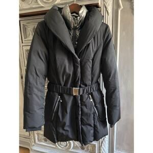 Noize Ariana Parka Sz M Women's Black Silver Gorpcore Ski Belted Winter Coat
